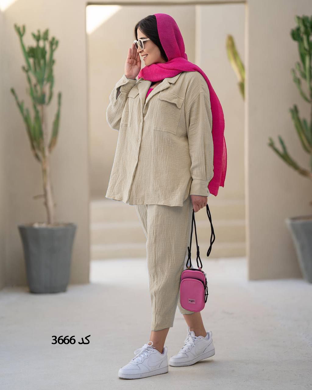 مانتو و شلوار دبل فيس دختر مهربون  3666 نسكافه اي
